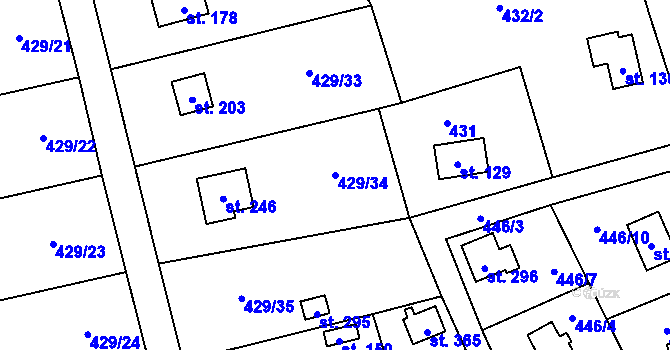 Parcela st. 429/34 v KÚ Černíny, Katastrální mapa