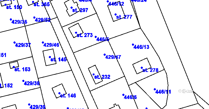 Parcela st. 429/47 v KÚ Černíny, Katastrální mapa