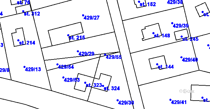 Parcela st. 429/55 v KÚ Černíny, Katastrální mapa