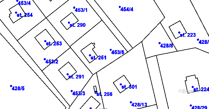 Parcela st. 453/6 v KÚ Černíny, Katastrální mapa
