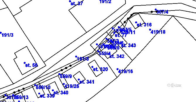 Parcela st. 559/4 v KÚ Černíny, Katastrální mapa