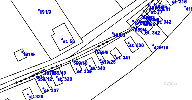 Parcela st. 559/9 v KÚ Černíny, Katastrální mapa