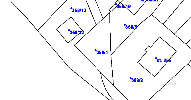 Parcela st. 358/4 v KÚ Černíny, Katastrální mapa