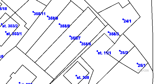 Parcela st. 358/6 v KÚ Černíny, Katastrální mapa