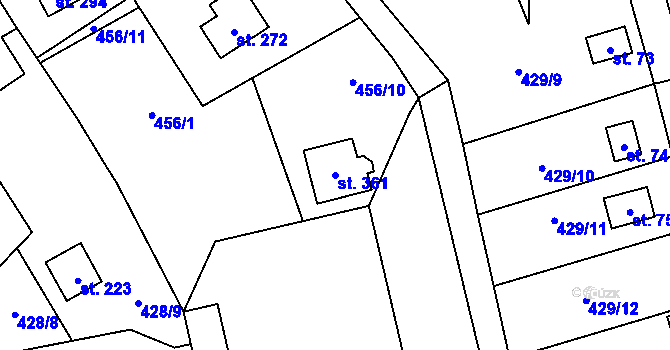 Parcela st. 361 v KÚ Černíny, Katastrální mapa