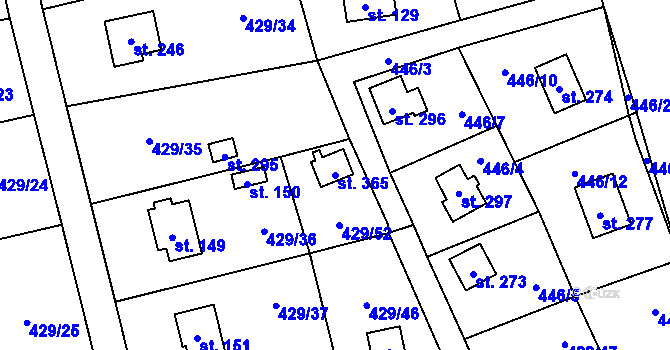Parcela st. 365 v KÚ Černíny, Katastrální mapa