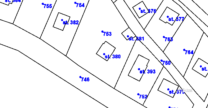 Parcela st. 380 v KÚ Černíny, Katastrální mapa