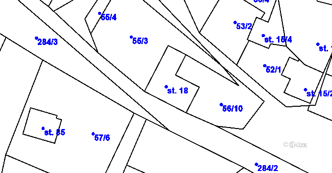 Parcela st. 18 v KÚ Hetlín, Katastrální mapa