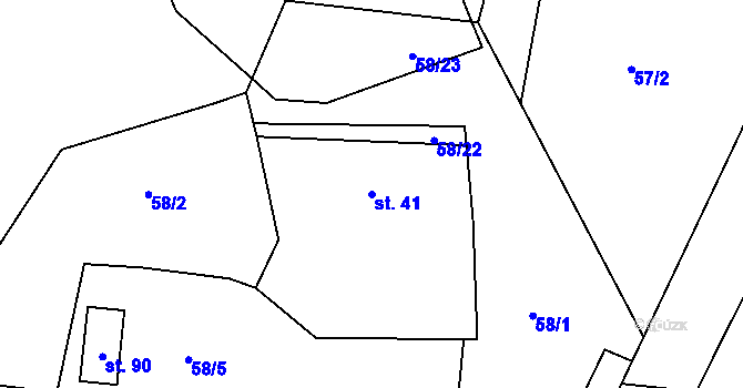 Parcela st. 41 v KÚ Hetlín, Katastrální mapa