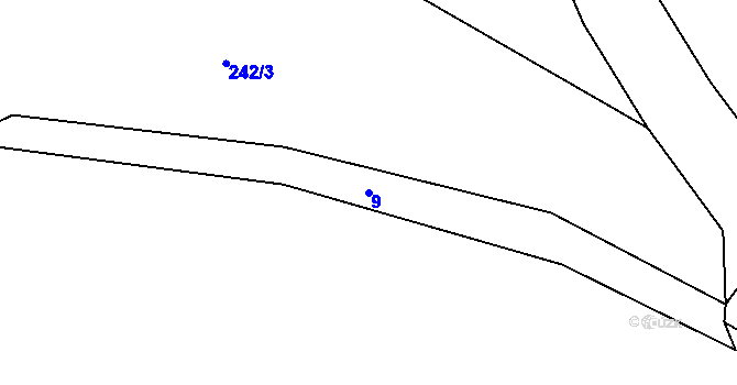 Parcela st. 9 v KÚ Hetlín, Katastrální mapa