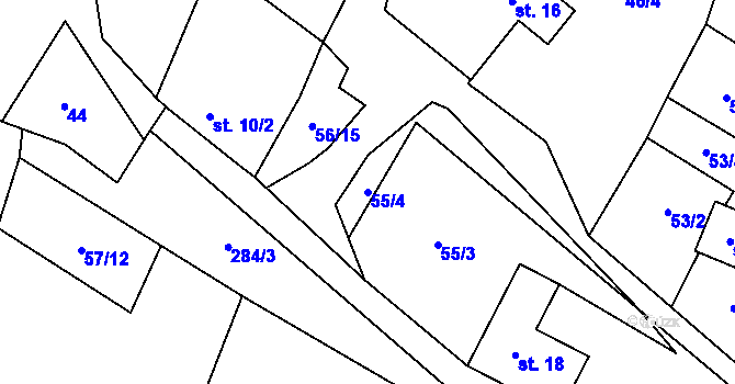 Parcela st. 55/4 v KÚ Hetlín, Katastrální mapa