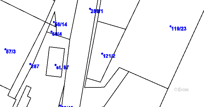 Parcela st. 121/2 v KÚ Hetlín, Katastrální mapa