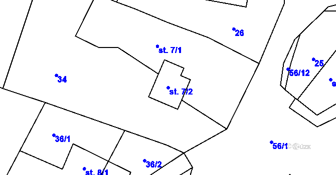 Parcela st. 7/2 v KÚ Hetlín, Katastrální mapa