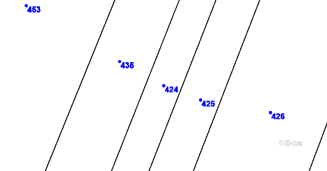 Parcela st. 424 v KÚ Hetlín, Katastrální mapa
