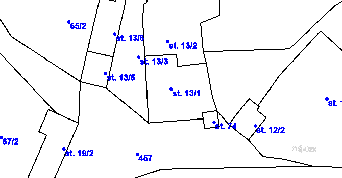 Parcela st. 13/1 v KÚ Štipoklasy u Černín, Katastrální mapa