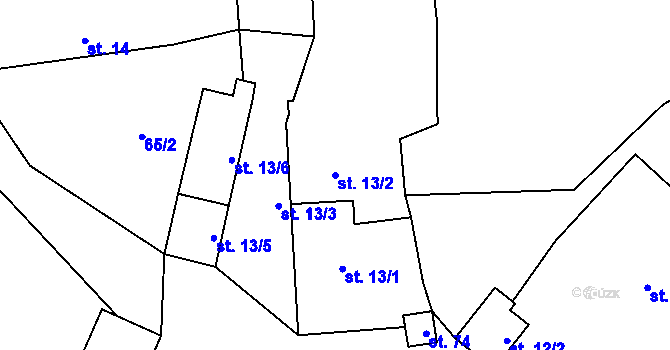 Parcela st. 13/2 v KÚ Štipoklasy u Černín, Katastrální mapa