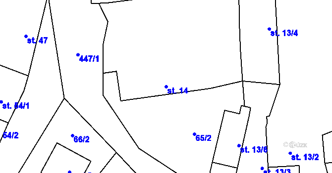 Parcela st. 14 v KÚ Štipoklasy u Černín, Katastrální mapa