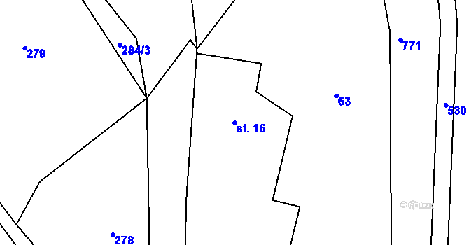 Parcela st. 16 v KÚ Štipoklasy u Černín, Katastrální mapa