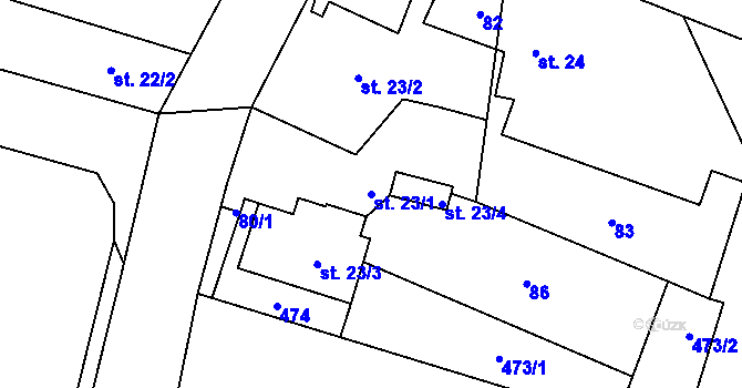 Parcela st. 23/1 v KÚ Štipoklasy u Černín, Katastrální mapa