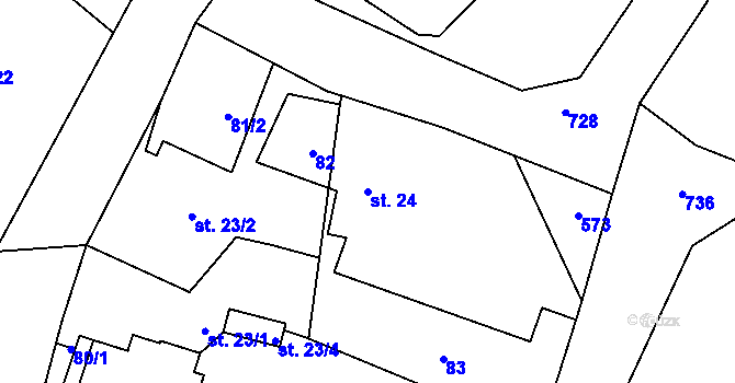 Parcela st. 24 v KÚ Štipoklasy u Černín, Katastrální mapa