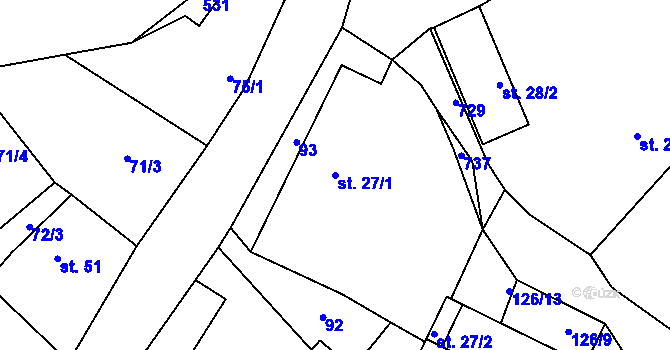 Parcela st. 27/1 v KÚ Štipoklasy u Černín, Katastrální mapa