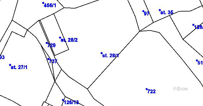 Parcela st. 28/1 v KÚ Štipoklasy u Černín, Katastrální mapa