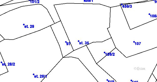 Parcela st. 35 v KÚ Štipoklasy u Černín, Katastrální mapa