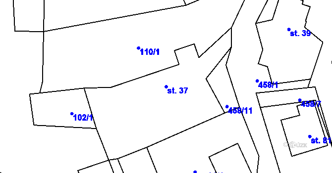 Parcela st. 37 v KÚ Štipoklasy u Černín, Katastrální mapa