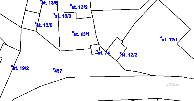 Parcela st. 74 v KÚ Štipoklasy u Černín, Katastrální mapa