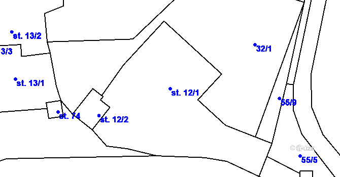 Parcela st. 12/1 v KÚ Štipoklasy u Černín, Katastrální mapa