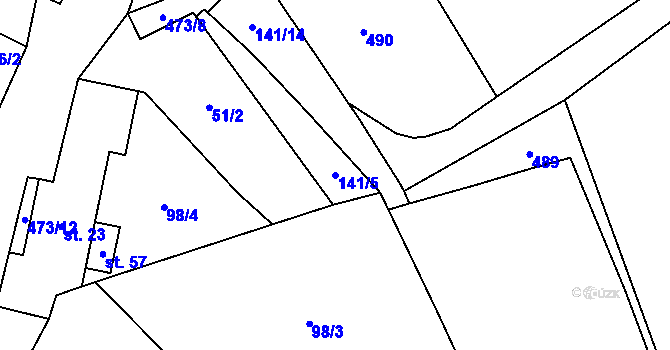 Parcela st. 141/5 v KÚ Zdeslavice u Černín, Katastrální mapa