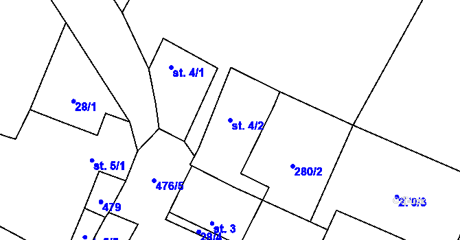 Parcela st. 4/2 v KÚ Černiv, Katastrální mapa