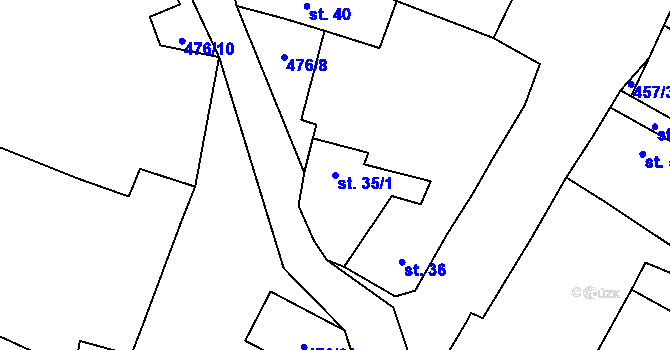 Parcela st. 35/1 v KÚ Černiv, Katastrální mapa