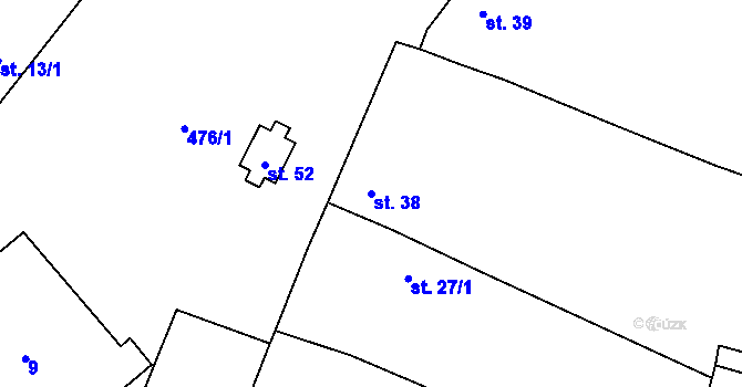 Parcela st. 38 v KÚ Černiv, Katastrální mapa