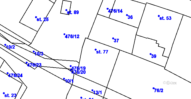 Parcela st. 77 v KÚ Černiv, Katastrální mapa