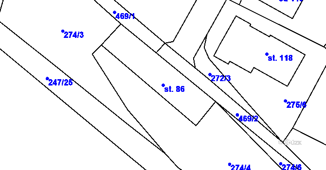 Parcela st. 86 v KÚ Černiv, Katastrální mapa