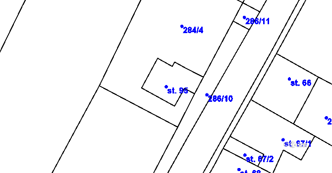 Parcela st. 95 v KÚ Černiv, Katastrální mapa