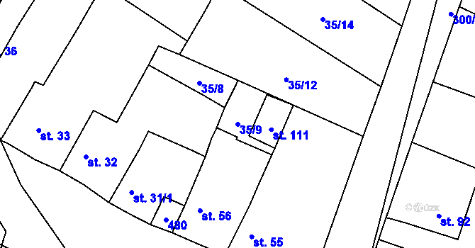 Parcela st. 35/9 v KÚ Černiv, Katastrální mapa