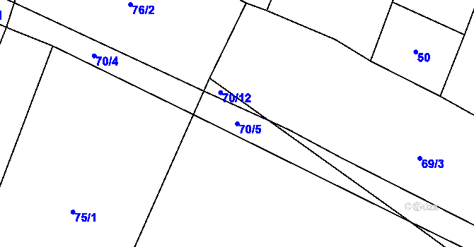 Parcela st. 70/5 v KÚ Černiv, Katastrální mapa