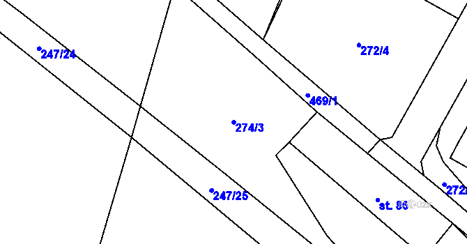 Parcela st. 274/3 v KÚ Černiv, Katastrální mapa
