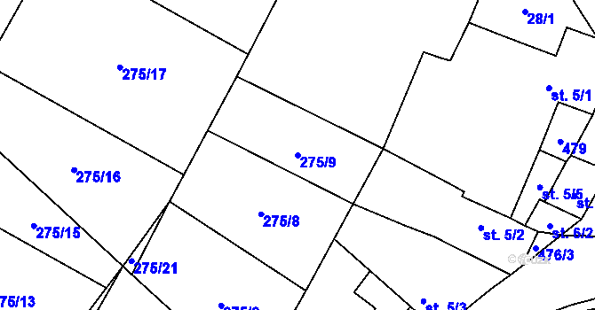 Parcela st. 275/9 v KÚ Černiv, Katastrální mapa