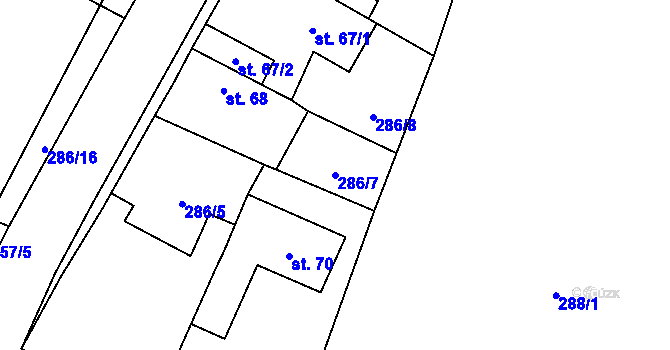 Parcela st. 286/7 v KÚ Černiv, Katastrální mapa
