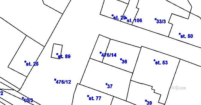 Parcela st. 476/14 v KÚ Černiv, Katastrální mapa
