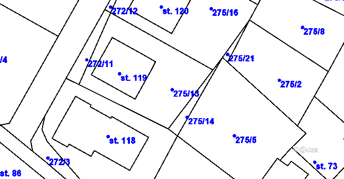 Parcela st. 275/13 v KÚ Černiv, Katastrální mapa