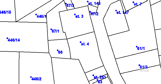 Parcela st. 4 v KÚ Černochov, Katastrální mapa
