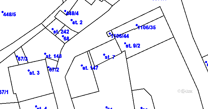 Parcela st. 7 v KÚ Černochov, Katastrální mapa