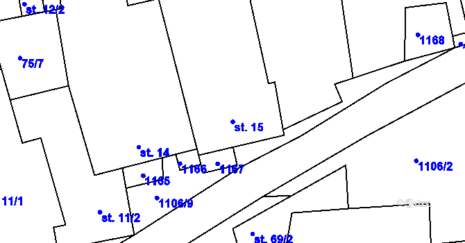 Parcela st. 15 v KÚ Černochov, Katastrální mapa
