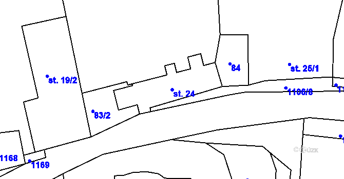 Parcela st. 24 v KÚ Černochov, Katastrální mapa