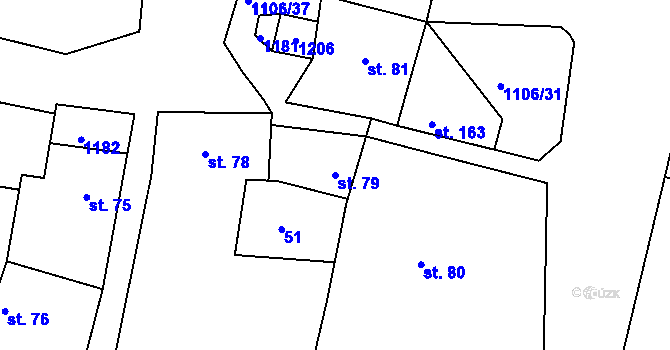 Parcela st. 79 v KÚ Černochov, Katastrální mapa
