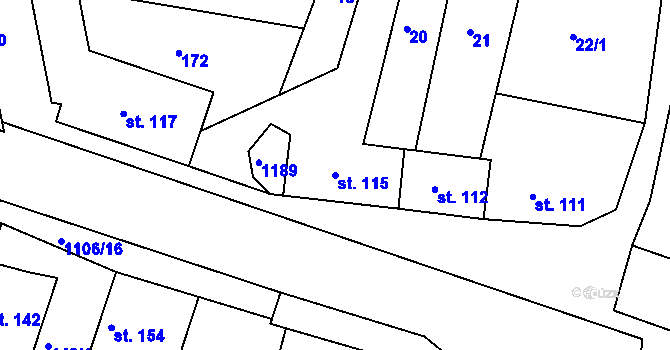 Parcela st. 115 v KÚ Černochov, Katastrální mapa